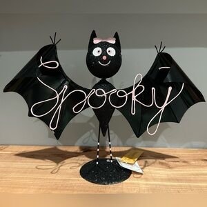 NWT Cute Glitter Bat With Pink Bow Metal Statue